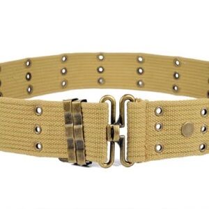 WW2 U.S. Army Pistol Belt Webbing Combat Belt with Metal Buckle, Reproduction